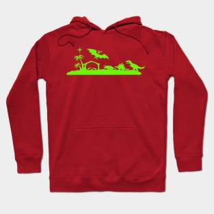 Green Dino Nativity Scene Hoodie